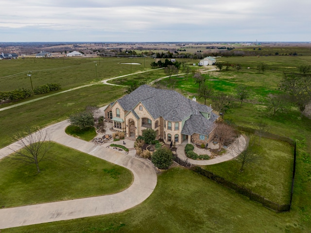 drone / aerial view with a rural view