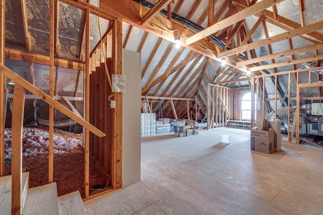 view of unfinished attic