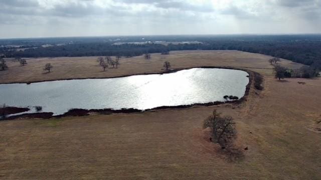 aerial view with a rural view and a water view