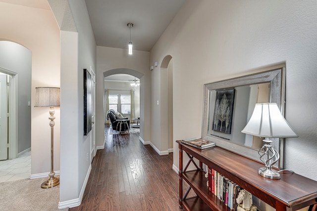 hall featuring dark hardwood / wood-style flooring