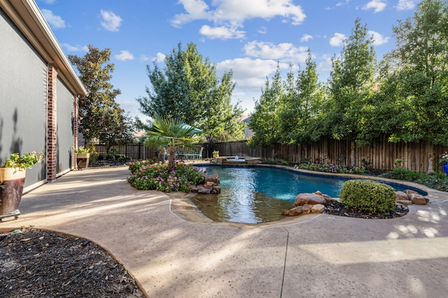 view of swimming pool with an in ground hot tub and a patio