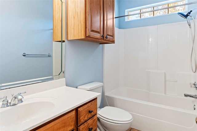 full bathroom featuring vanity, toilet, and shower / bath combination