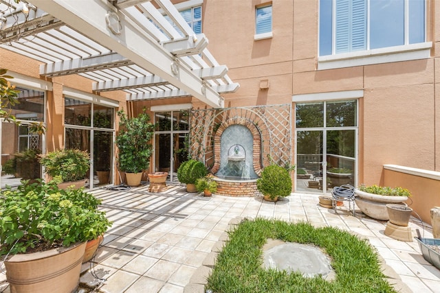 exterior space with a pergola