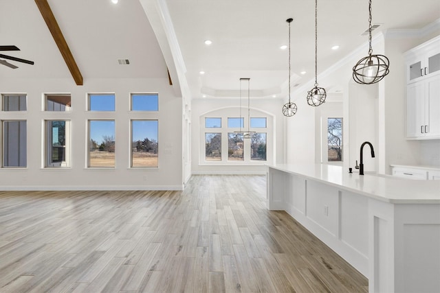 interior space featuring a healthy amount of sunlight, light hardwood / wood-style flooring, and ceiling fan