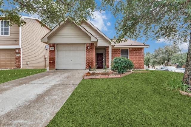 view of front of house with a garage and a front yard