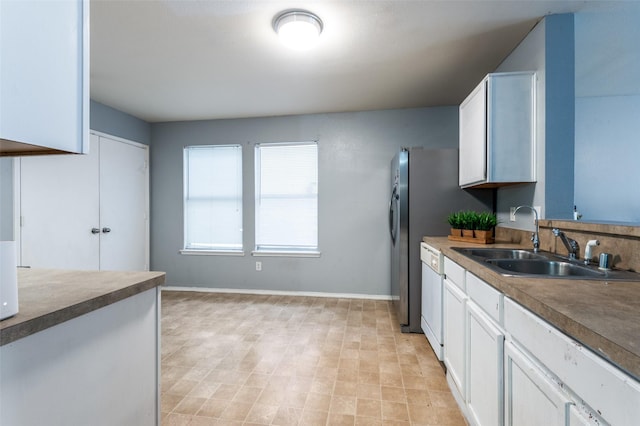 kitchen featuring sink, white cabinets, and dishwasher