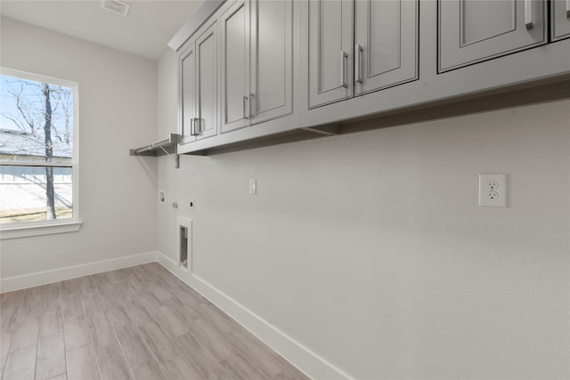 laundry area featuring cabinets, a wealth of natural light, hookup for an electric dryer, and gas dryer hookup