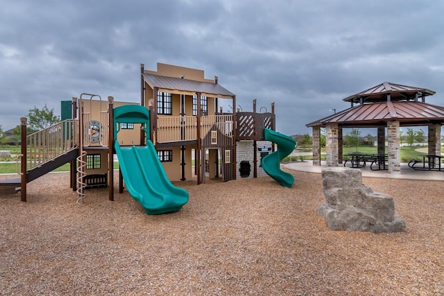 view of jungle gym featuring a gazebo