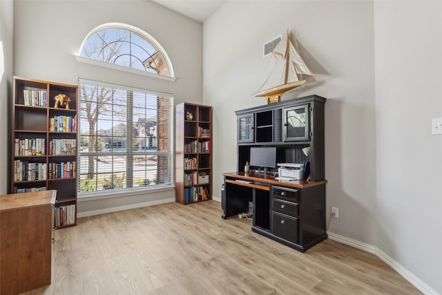 office featuring light hardwood / wood-style floors