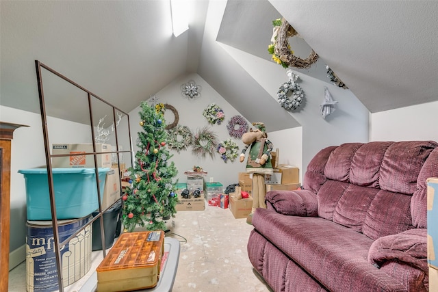 interior space featuring lofted ceiling