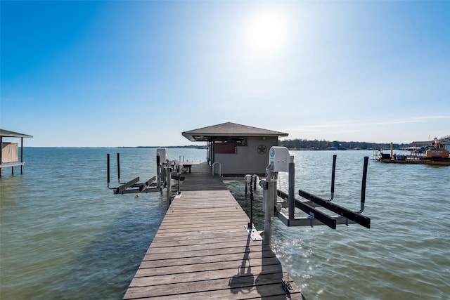 dock area featuring a water view