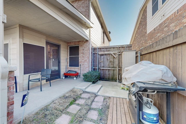 view of patio featuring area for grilling