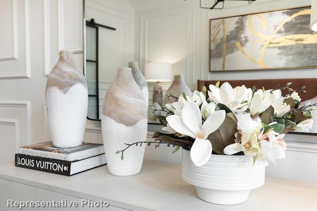 room details with a barn door