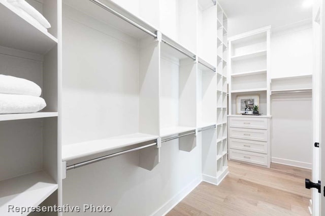 spacious closet with light wood-type flooring