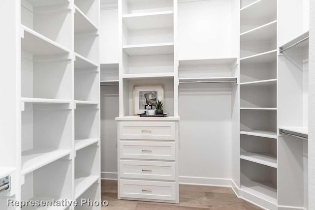 spacious closet with hardwood / wood-style floors