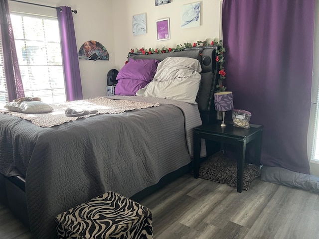 bedroom with hardwood / wood-style floors