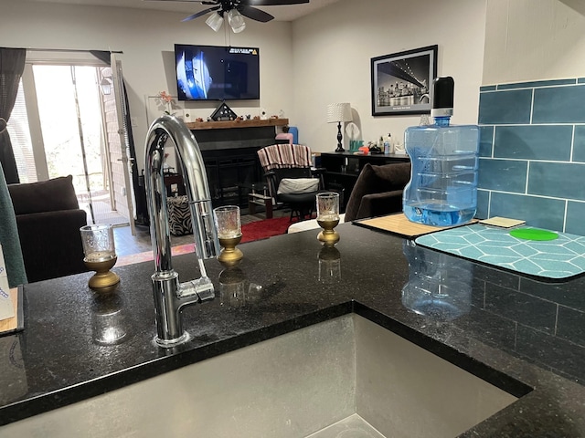 kitchen with ceiling fan