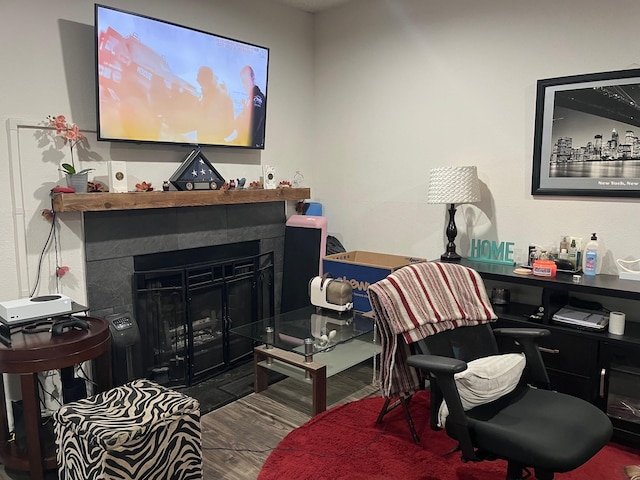 living room with wood-type flooring