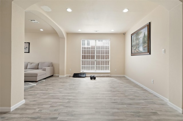 interior space with light hardwood / wood-style flooring