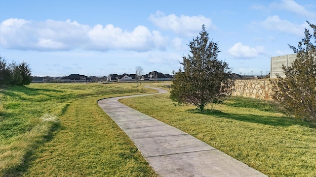 view of home's community with a yard