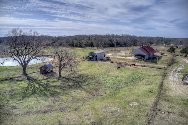 aerial view with a rural view