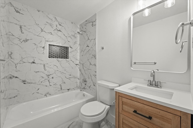 full bathroom featuring toilet, vanity, and tiled shower / bath combo