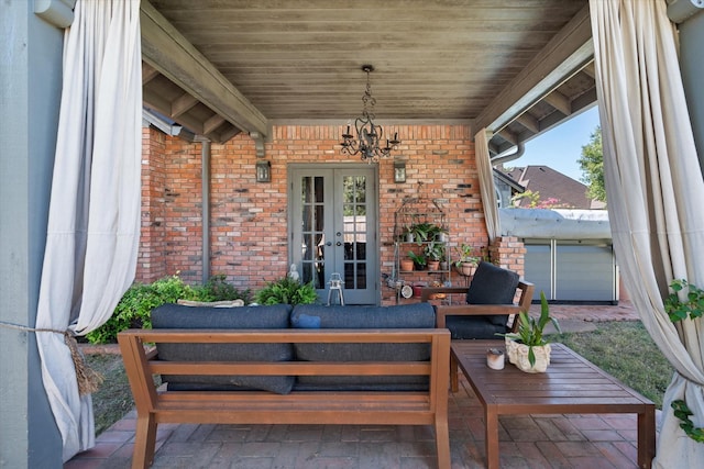 view of patio featuring an outdoor hangout area and french doors