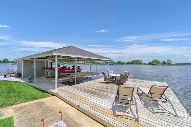 view of dock featuring a water view