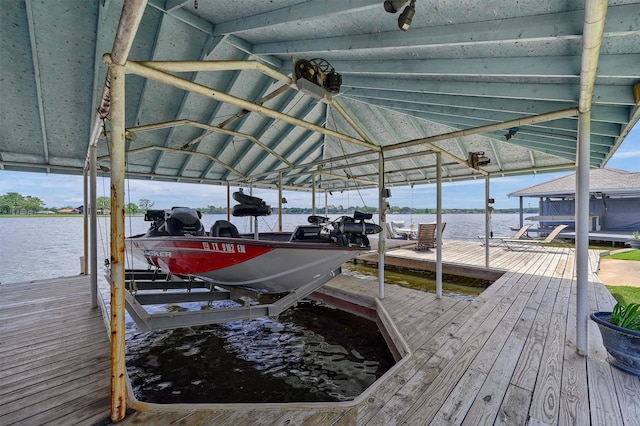 dock area featuring a water view