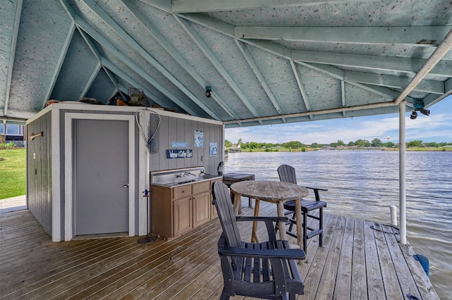 dock area featuring a water view