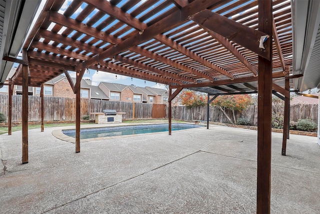 view of pool with a pergola and a patio area