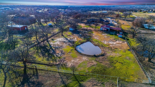 view of aerial view at dusk