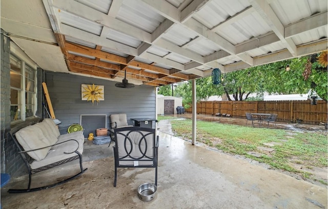 view of patio / terrace featuring ceiling fan