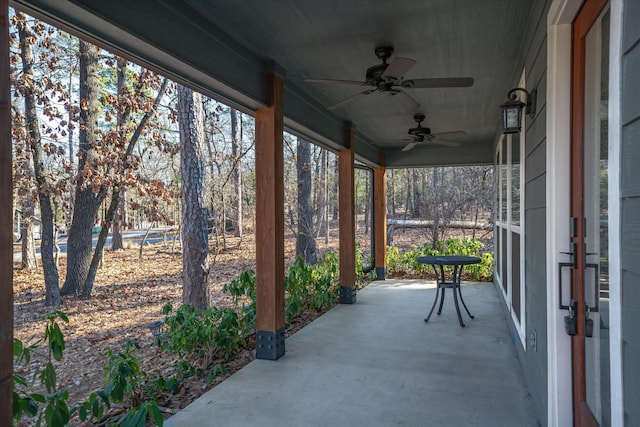 view of patio / terrace featuring ceiling fan