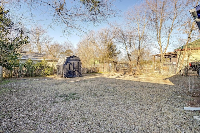 view of yard with a shed