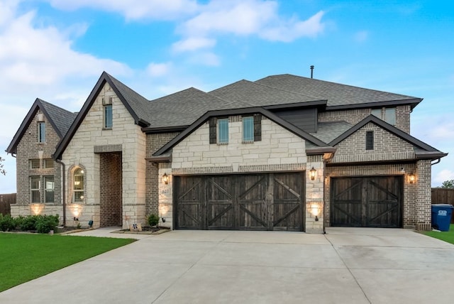 527 Shadow Glen Trl, Wylie, TX 75098 - french country style house with roof with shingles, concrete driveway, brick siding, and an attached garage