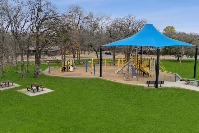 view of playground with a yard