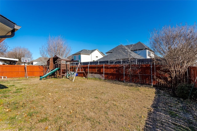 view of yard with a playground