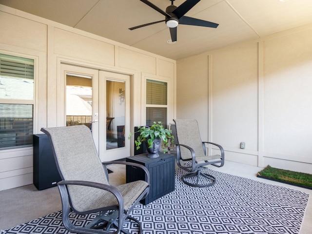 view of patio with ceiling fan