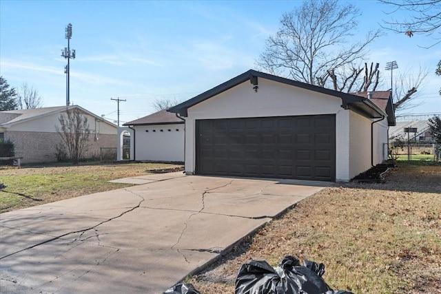 garage with a yard