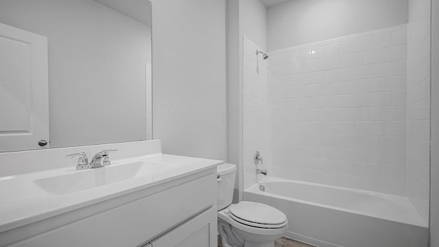 full bathroom with vanity, toilet, and shower / washtub combination