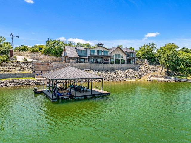 view of dock featuring a water view