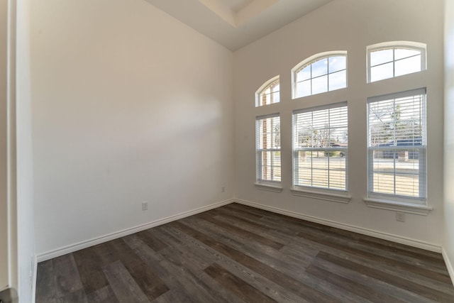 spare room featuring dark hardwood / wood-style flooring