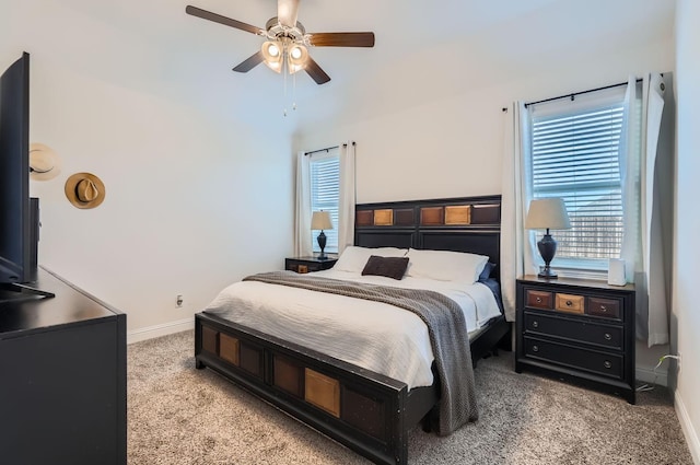 bedroom featuring carpet flooring and ceiling fan