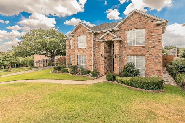 view of front of home featuring a front lawn