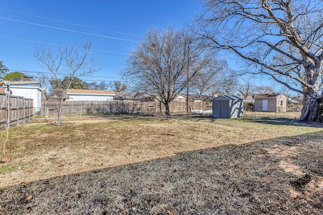 view of yard with a storage shed