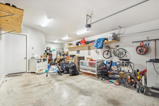 garage with a garage door opener