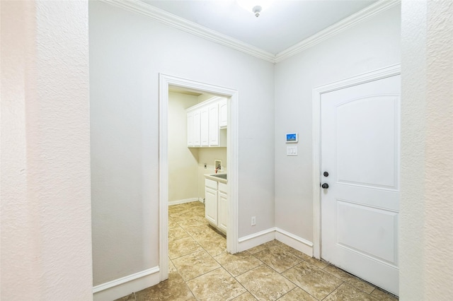 10545 Lago Vis, Quinlan, TX 75474 - foyer entrance featuring ornamental molding, light tile patterned floors, and baseboards