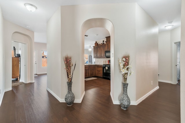 hall featuring dark hardwood / wood-style flooring