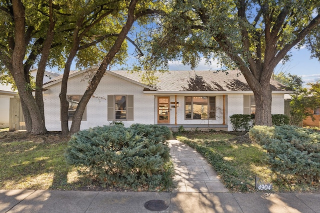 ranch-style house featuring a front yard